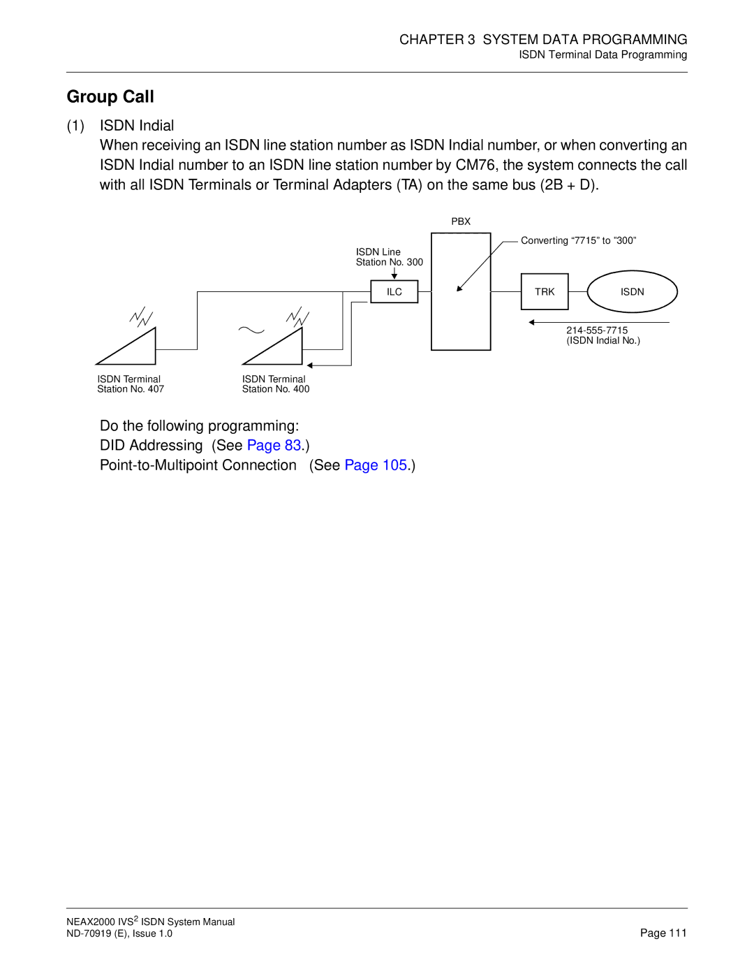 NEC ND-70919 system manual Group Call 