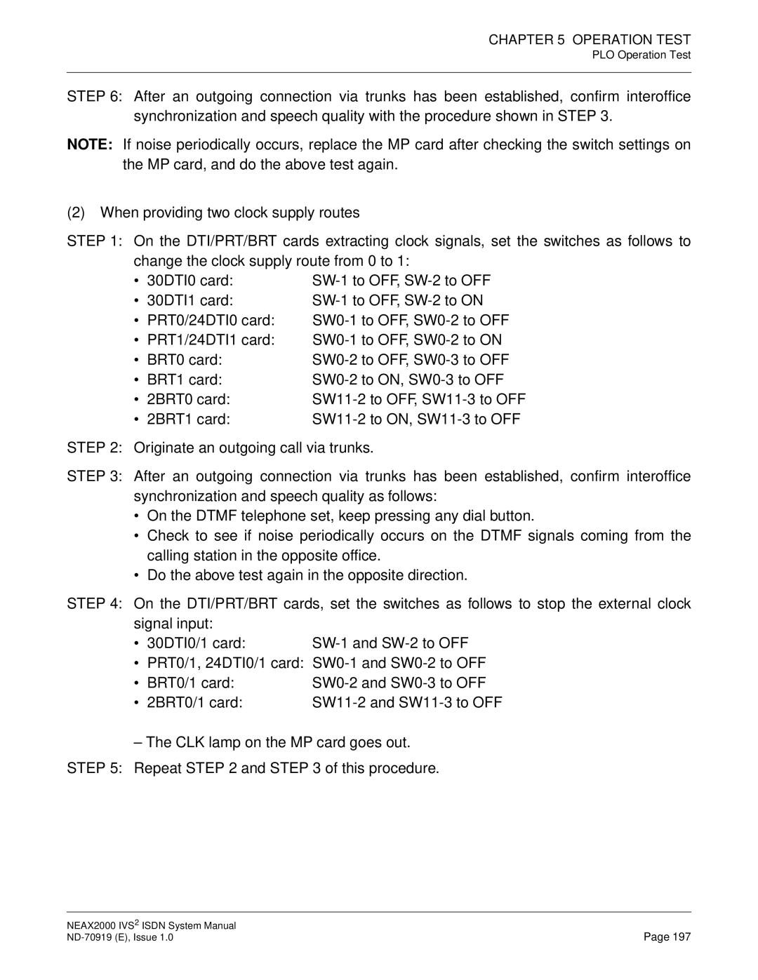 NEC ND-70919 system manual Operation Test 