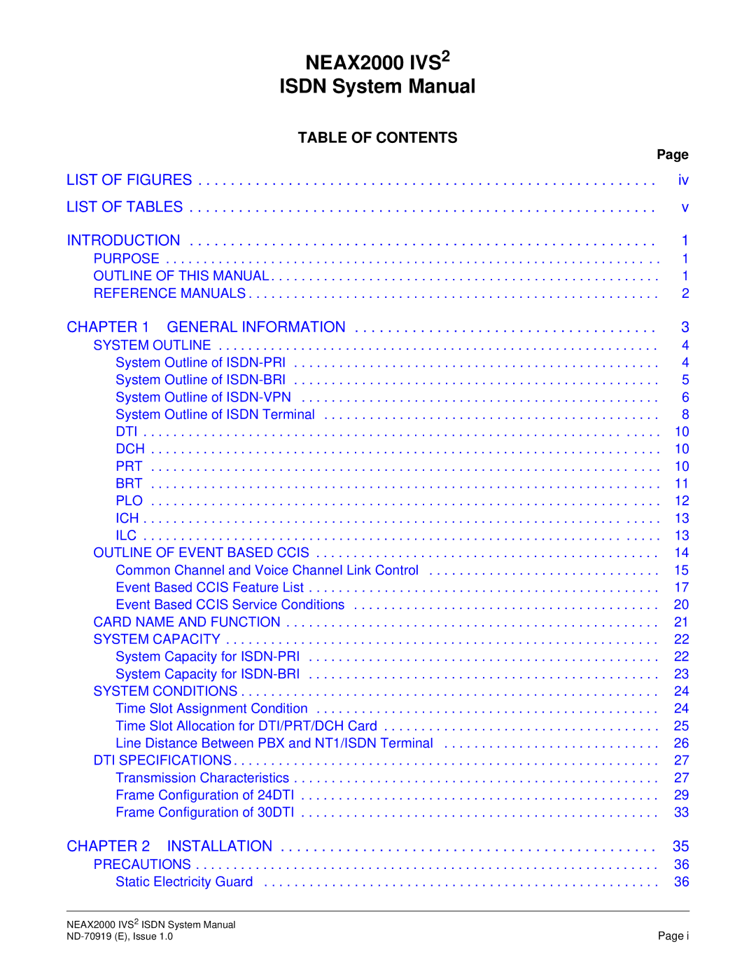 NEC ND-70919 system manual NEAX2000 IVS2 