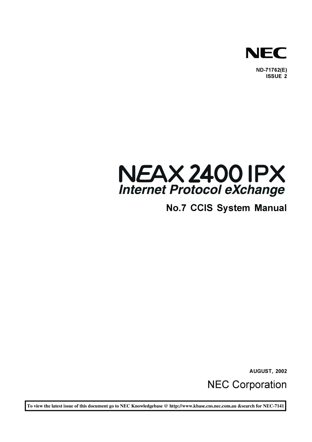 NEC ND-71762(E) system manual NEC Corporation 