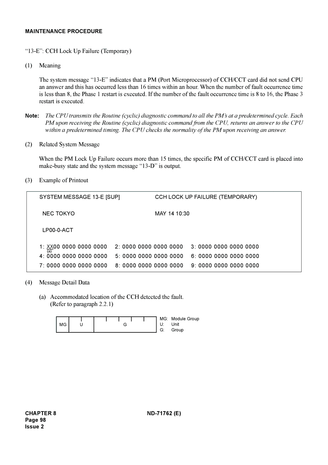 NEC ND-71762(E) system manual Maintenance Procedure 