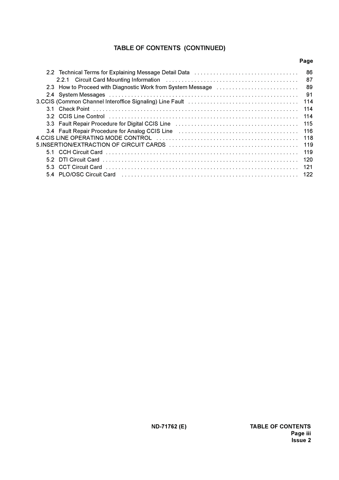 NEC ND-71762(E) system manual ND-71762 Etable of Contents Page iii Issue 