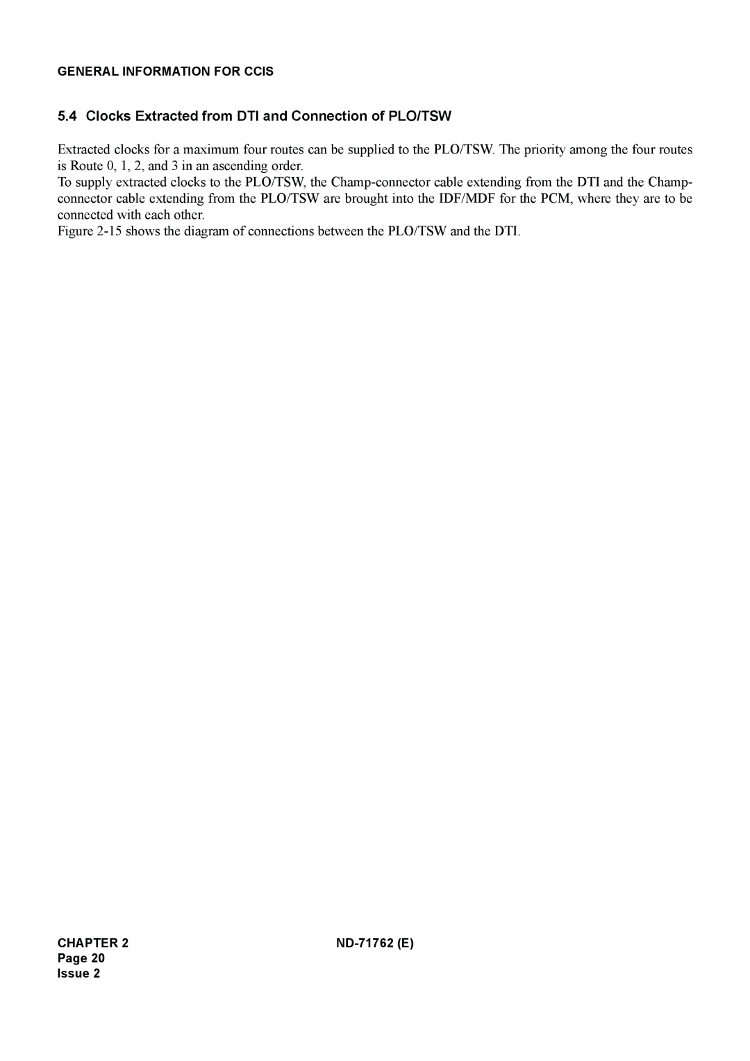 NEC ND-71762(E) system manual Clocks Extracted from DTI and Connection of PLO/TSW 