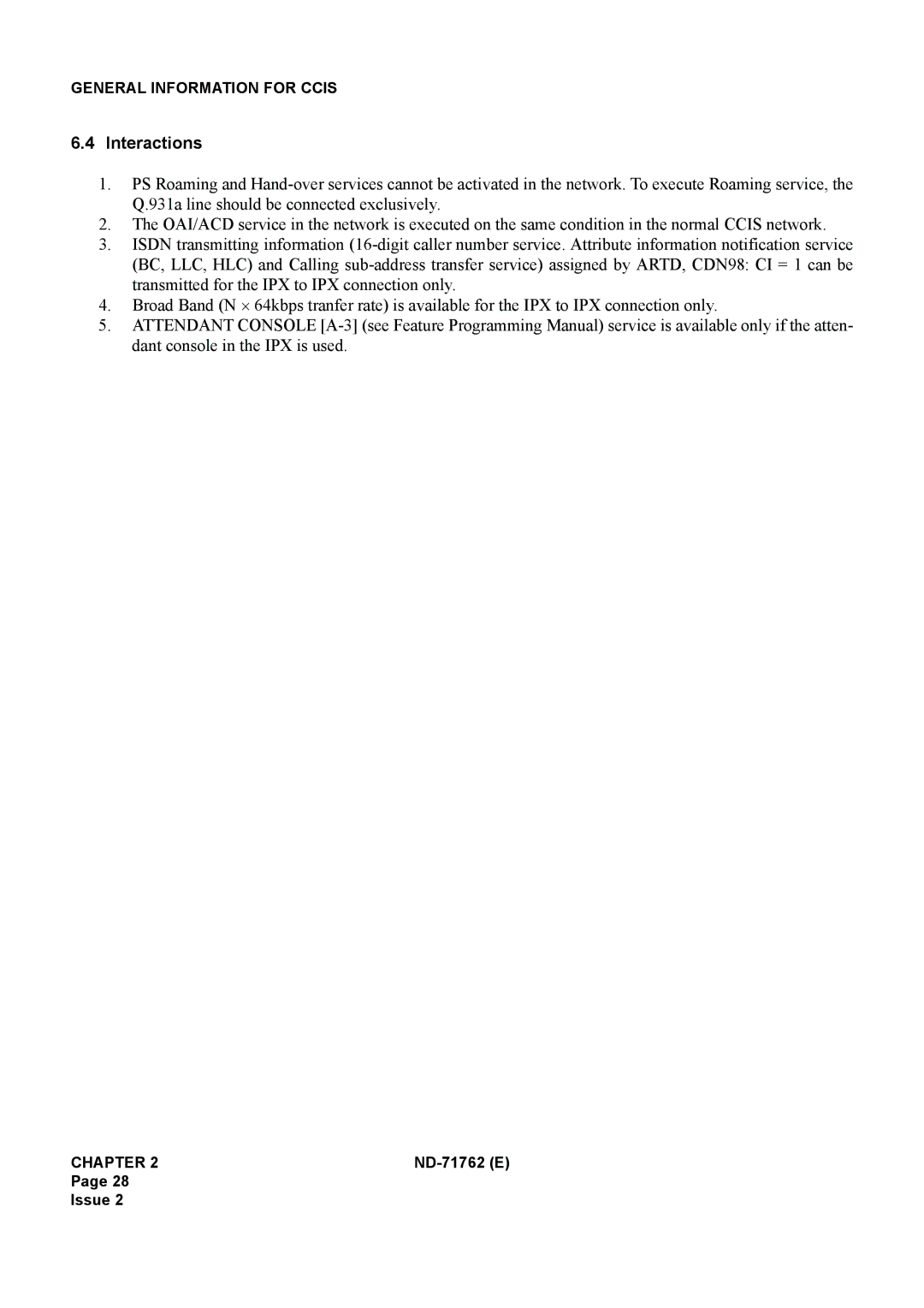 NEC ND-71762(E) system manual Interactions 