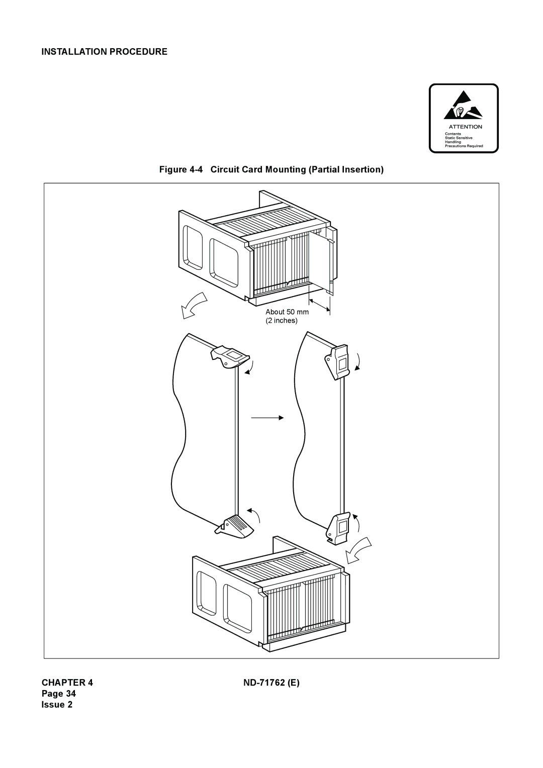 NEC ND-71762(E) system manual Circuit Card Mounting Partial Insertion 