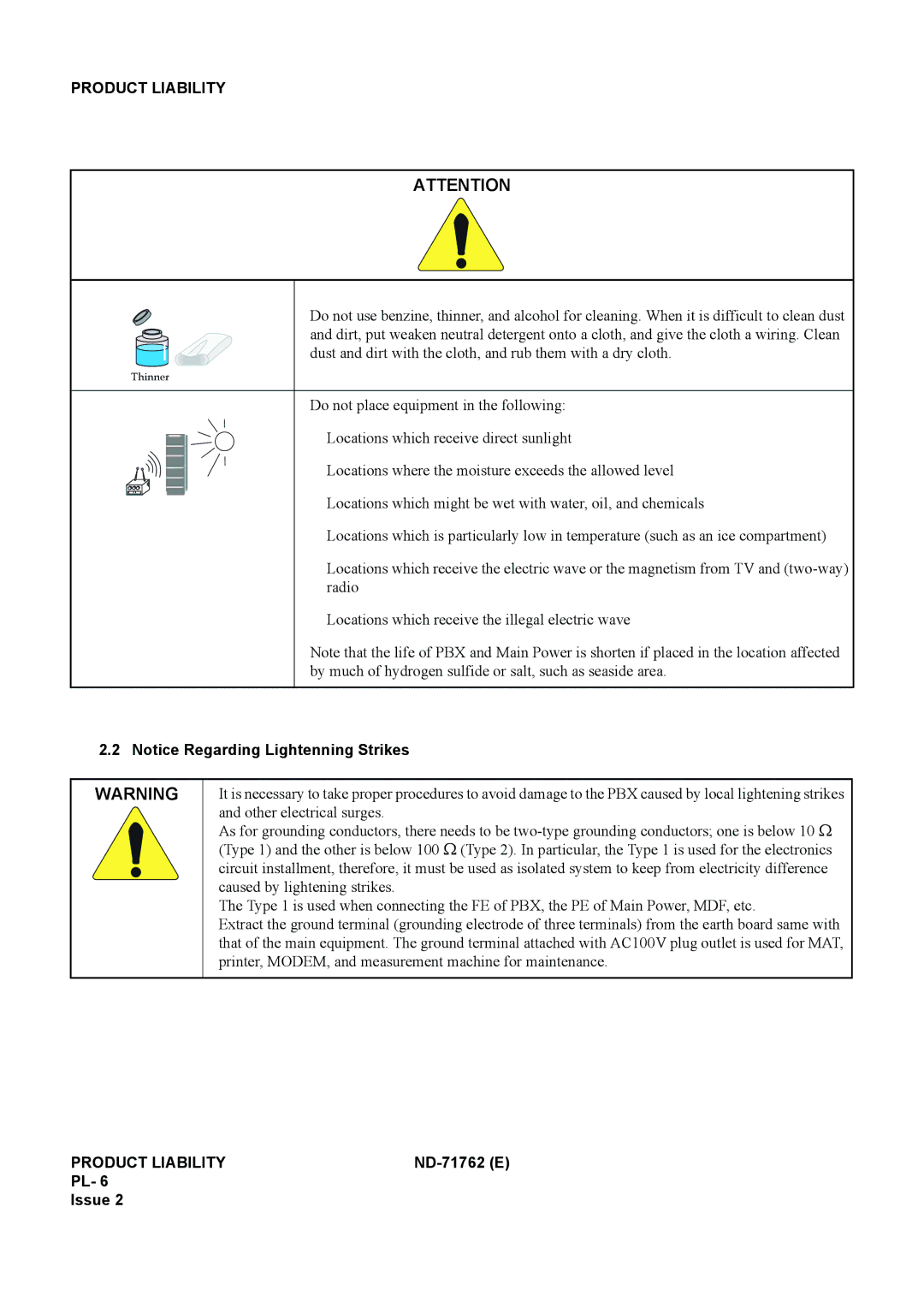 NEC ND-71762(E) system manual Thinner 