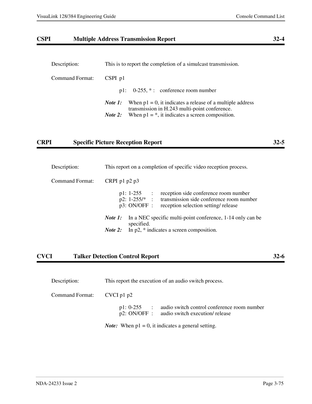 NEC NDA-24233 manual Cspi, Crpi, Cvci 