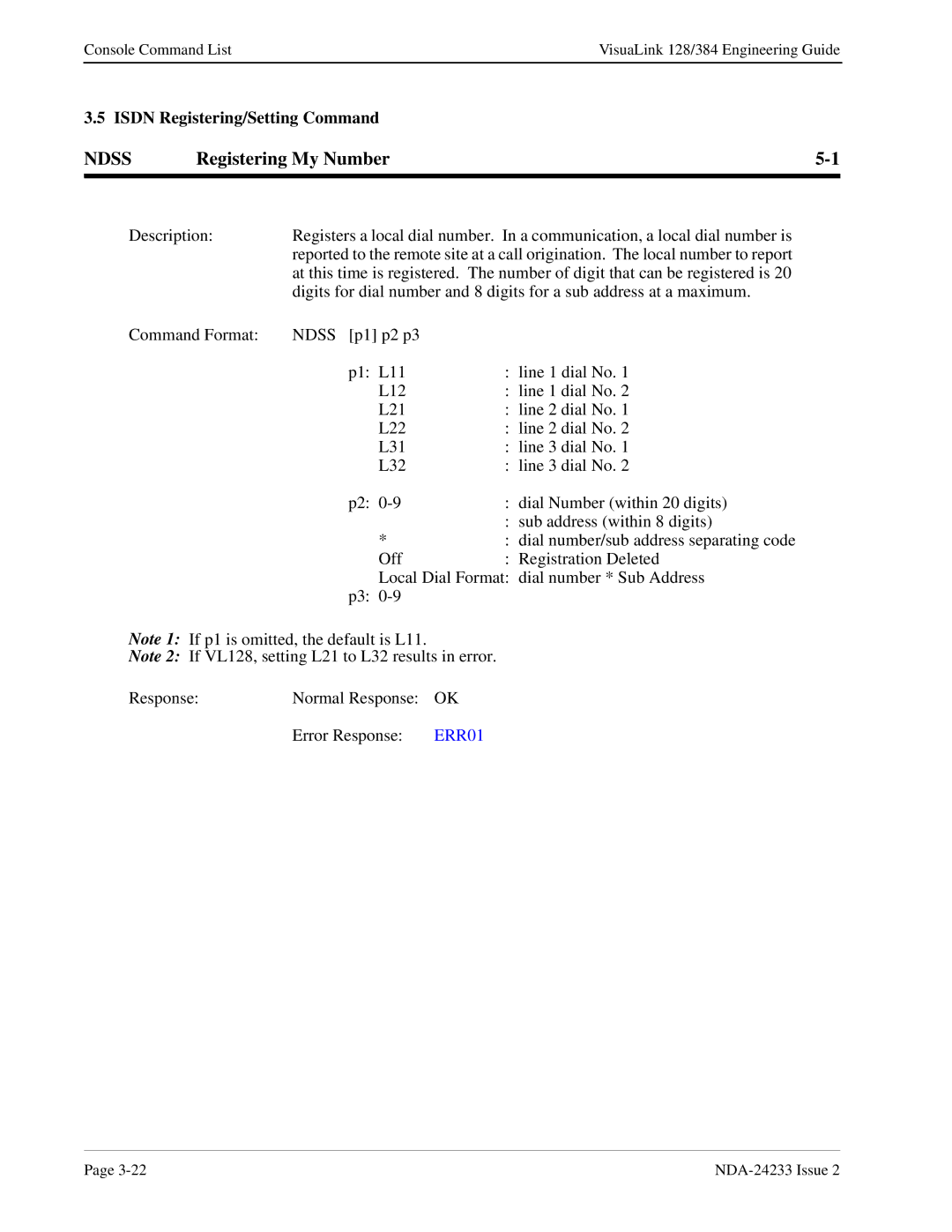 NEC NDA-24233 manual Ndss, Registering My Number 