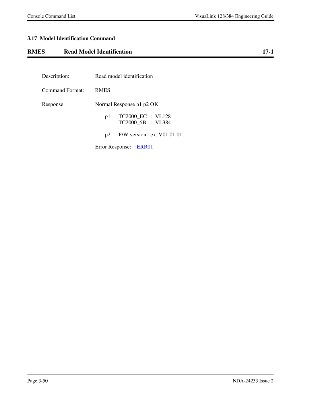 NEC NDA-24233 manual Rmes, Read Model Identification 17-1 