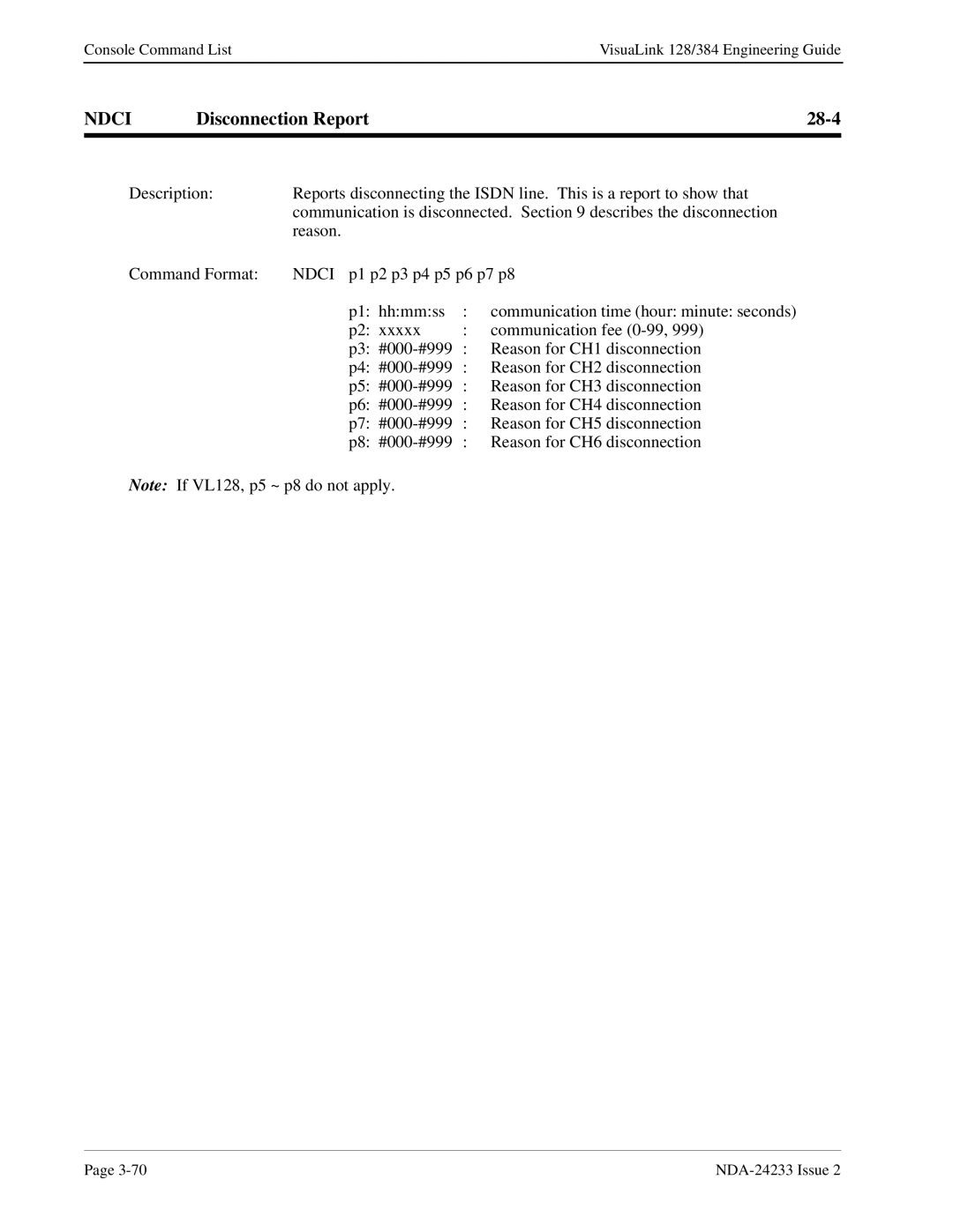 NEC NDA-24233 manual Ndci, Disconnection Report 28-4 