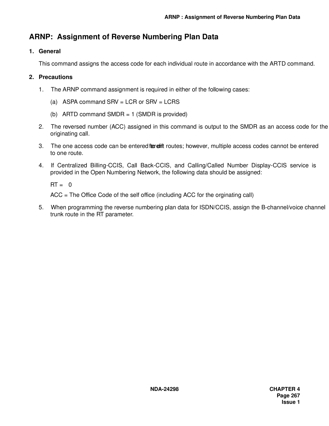NEC NDA-24298 manual Arnp Assignment of Reverse Numbering Plan Data 
