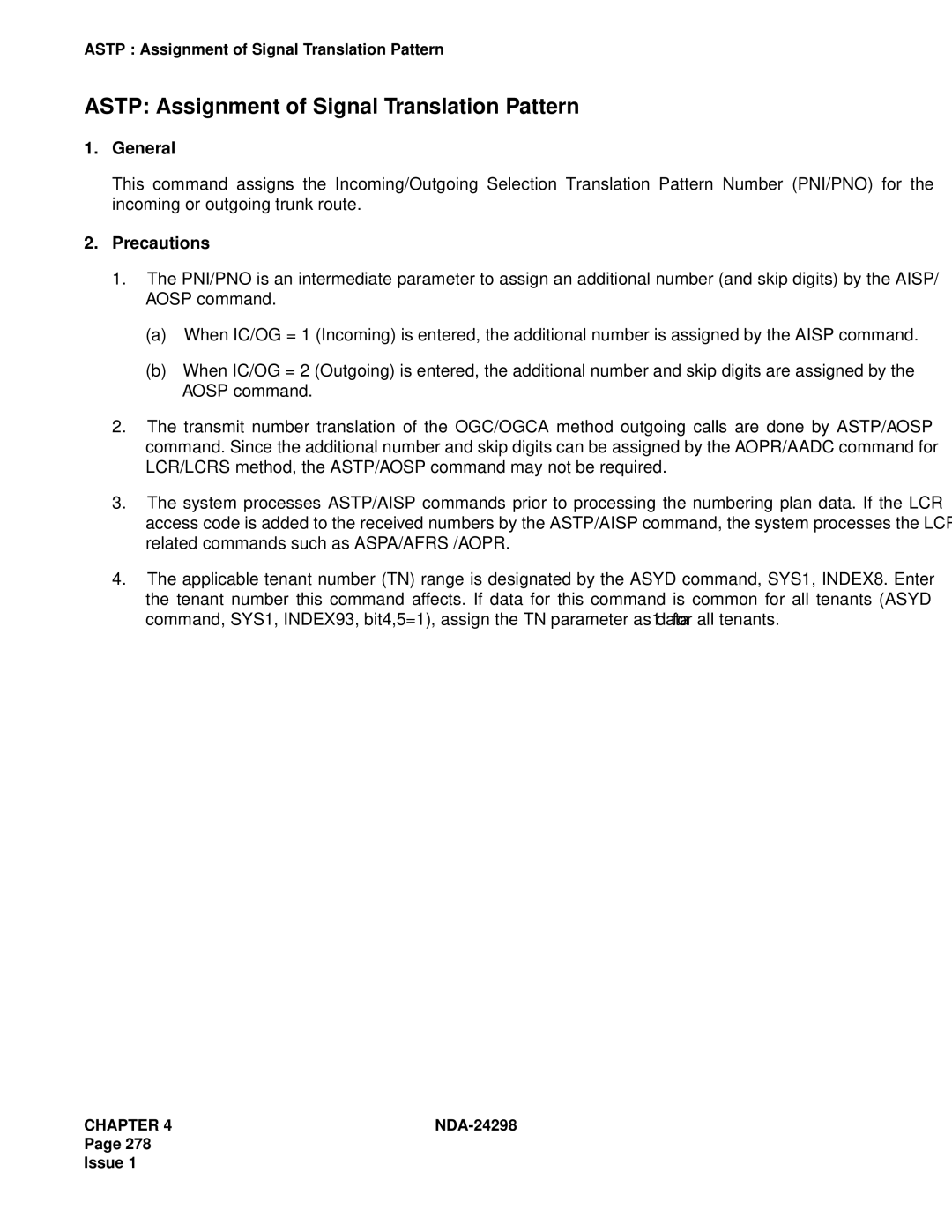 NEC NDA-24298 manual Astp Assignment of Signal Translation Pattern 