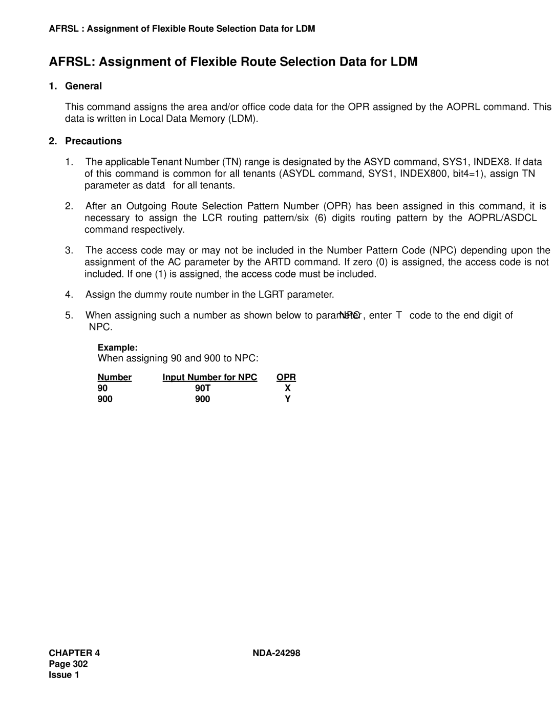 NEC NDA-24298 manual Afrsl Assignment of Flexible Route Selection Data for LDM 