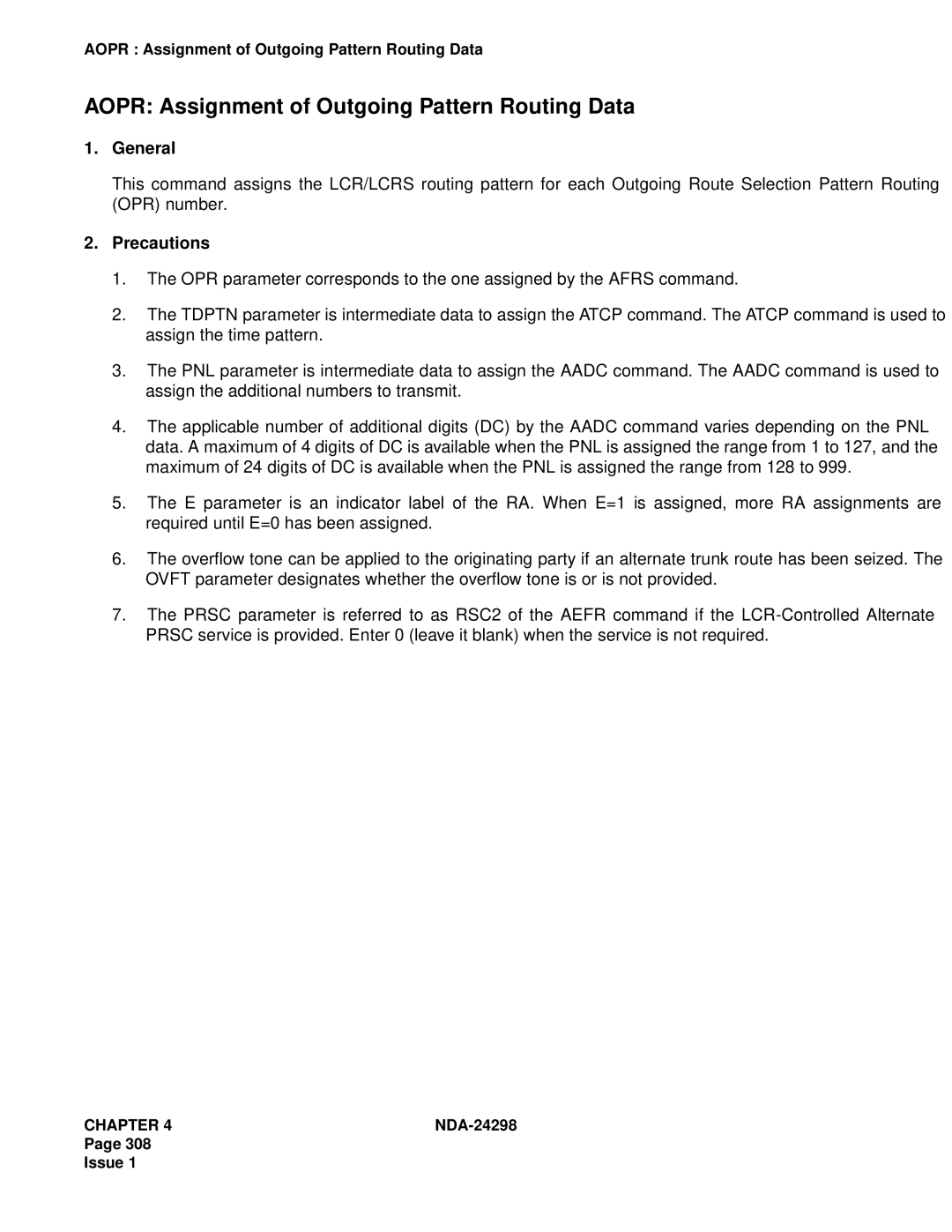 NEC NDA-24298 manual Aopr Assignment of Outgoing Pattern Routing Data 