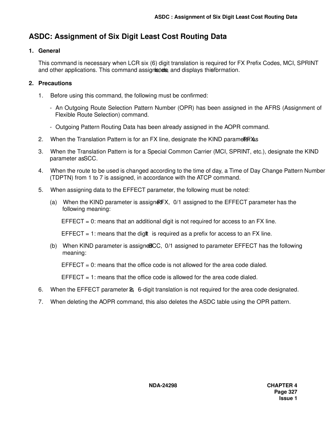 NEC NDA-24298 manual Asdc Assignment of Six Digit Least Cost Routing Data 