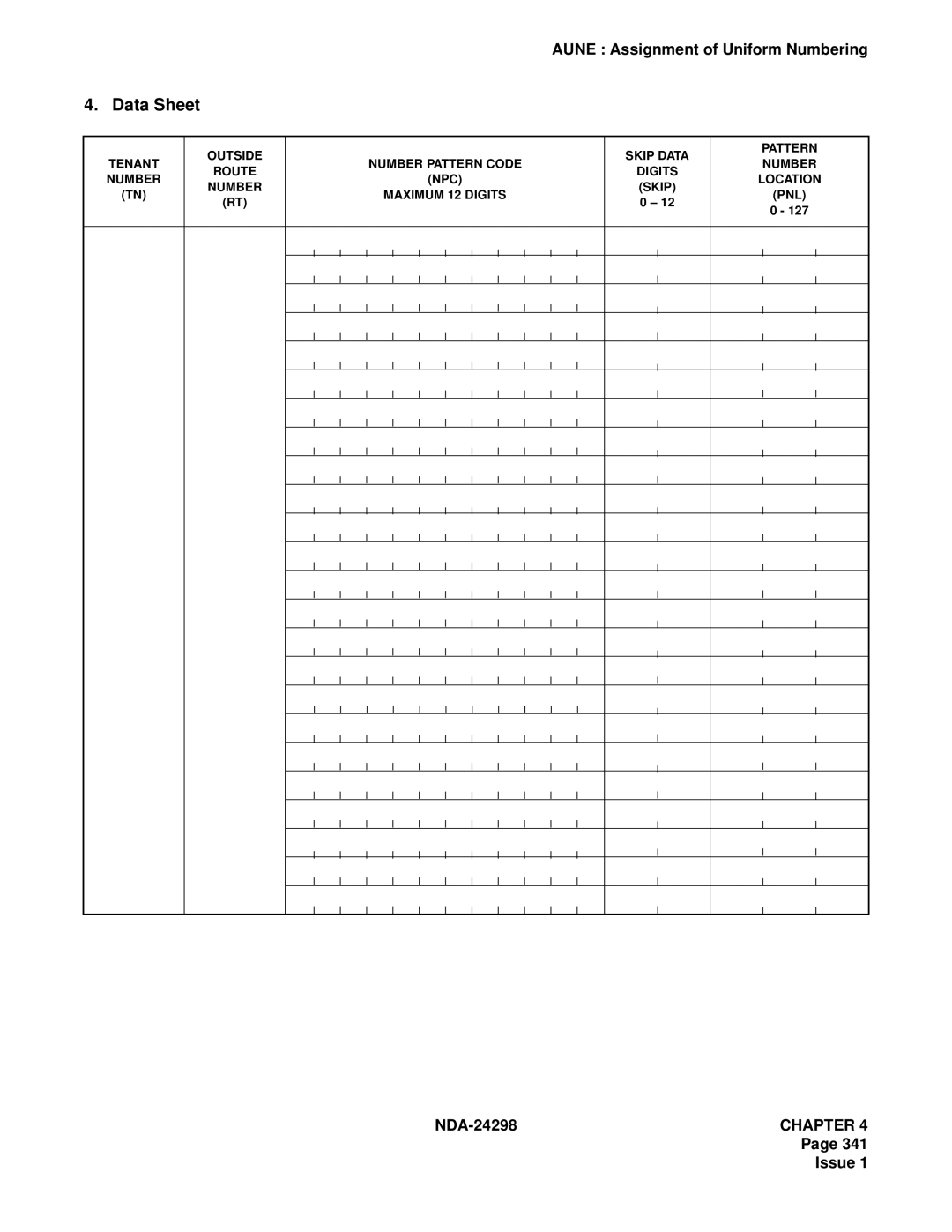 NEC NDA-24298 manual Tenant Number Pattern Code Route Digits 