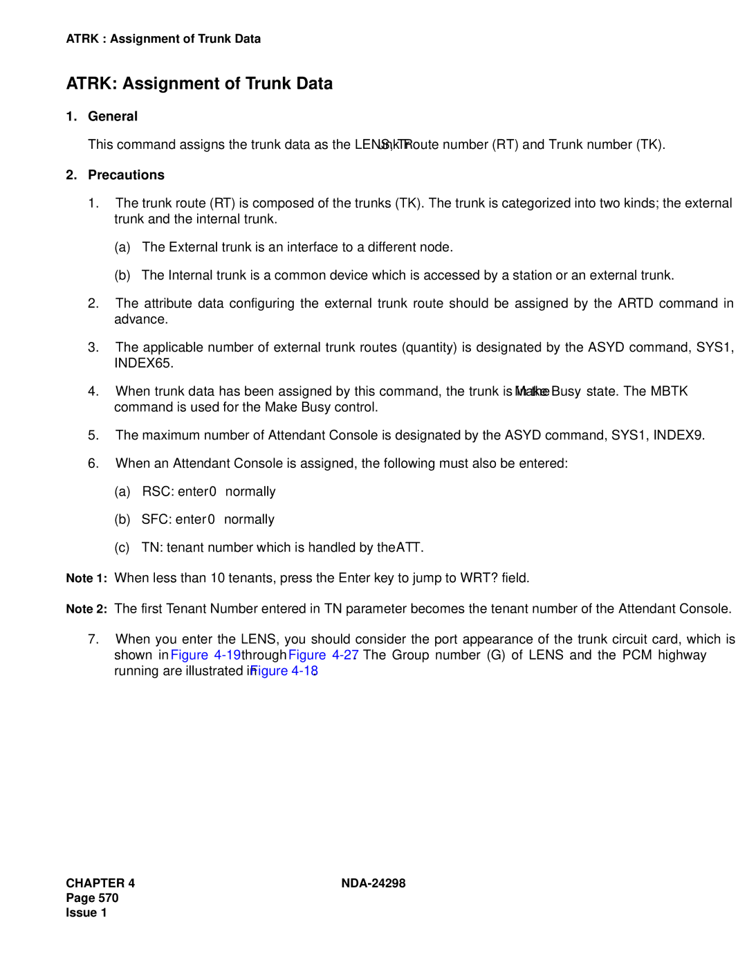 NEC NDA-24298 manual Atrk Assignment of Trunk Data 