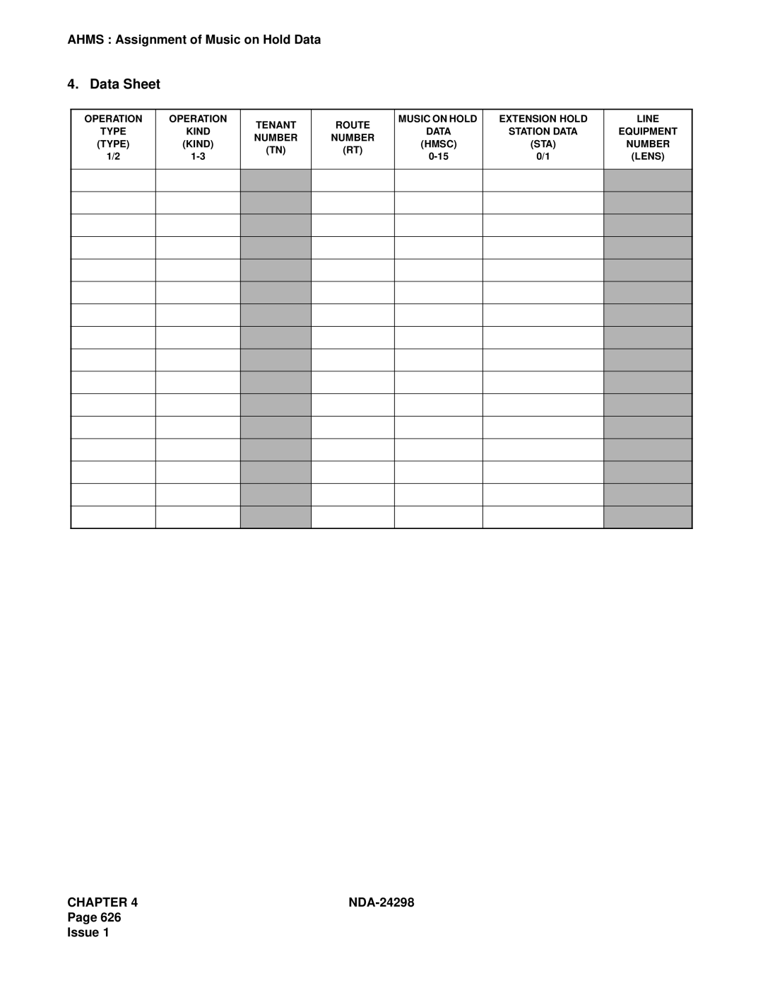NEC NDA-24298 manual Extension Hold Station Data STA Line Equipment Number Lens 