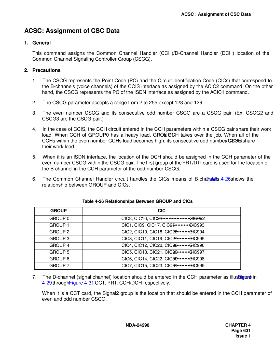 NEC NDA-24298 manual Acsc Assignment of CSC Data, Relationships Between Group and CICs, Group CIC 