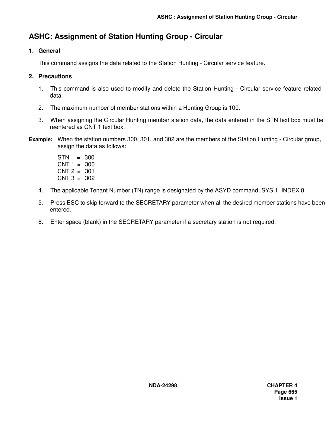 NEC NDA-24298 manual Ashc Assignment of Station Hunting Group Circular 