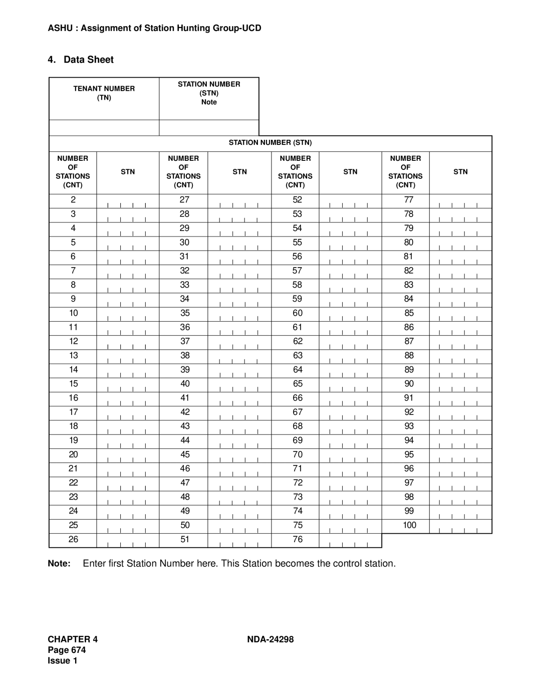 NEC NDA-24298 manual Tenant Number Station Number STN 