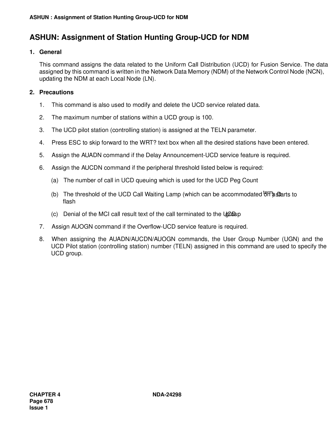 NEC NDA-24298 manual Ashun Assignment of Station Hunting Group-UCD for NDM 