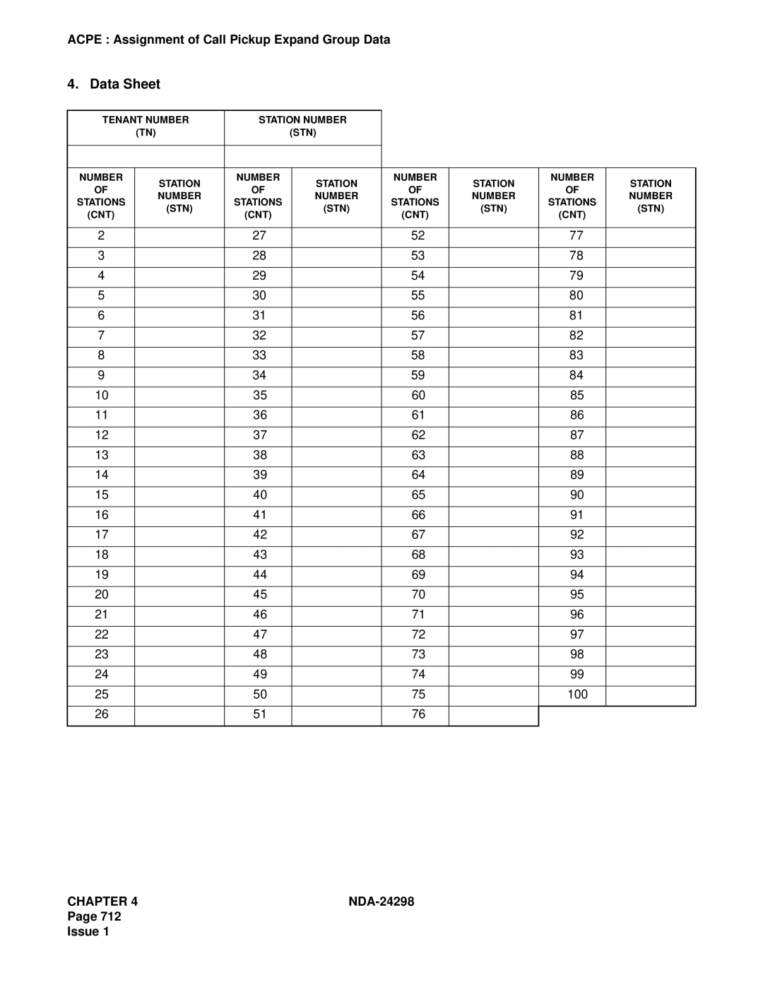 NEC NDA-24298 manual Tenant Number Station Number 