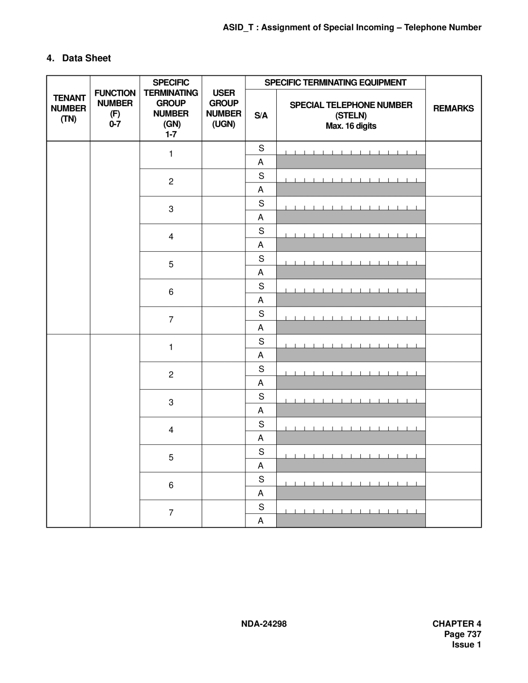 NEC NDA-24298 manual Data Sheet 