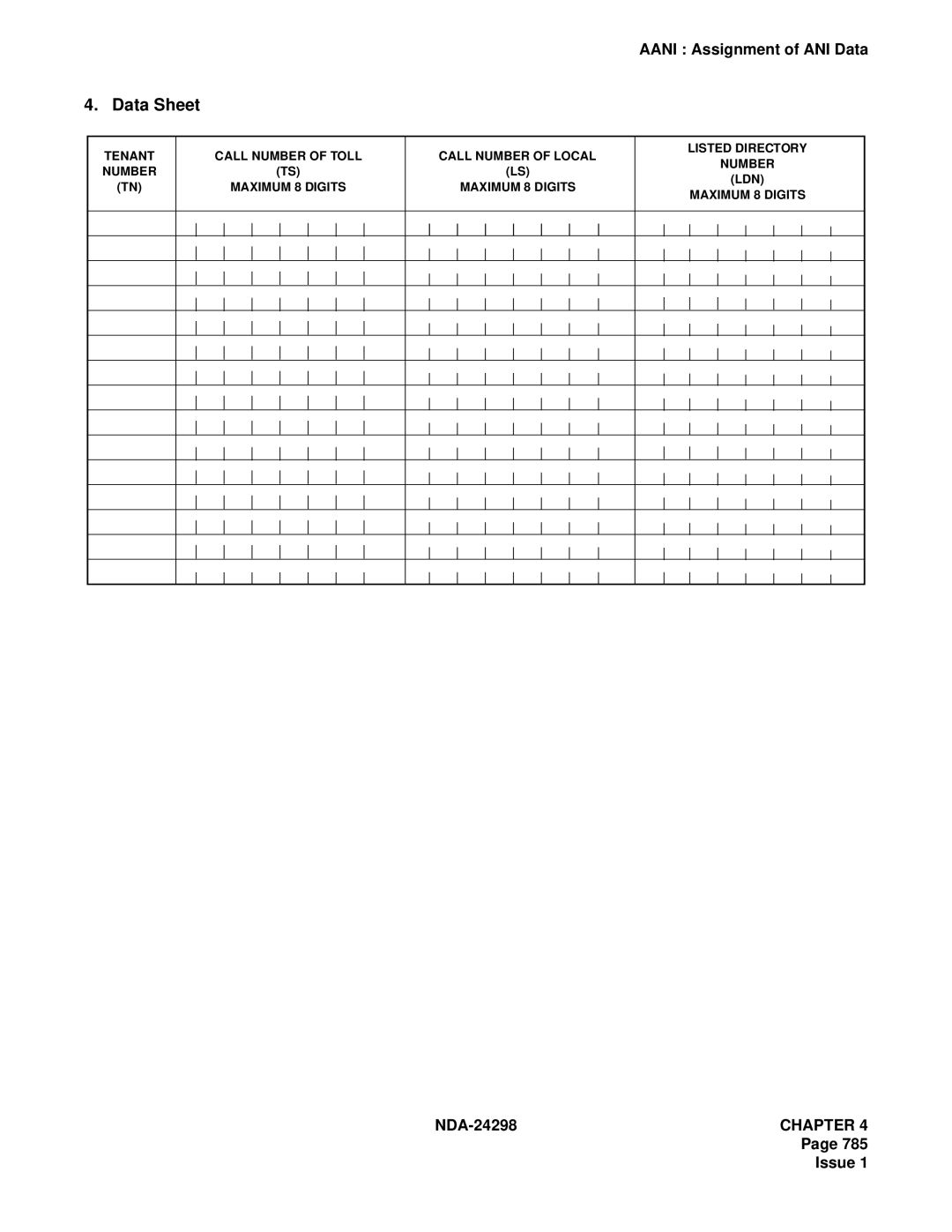 NEC NDA-24298 manual Data Sheet 