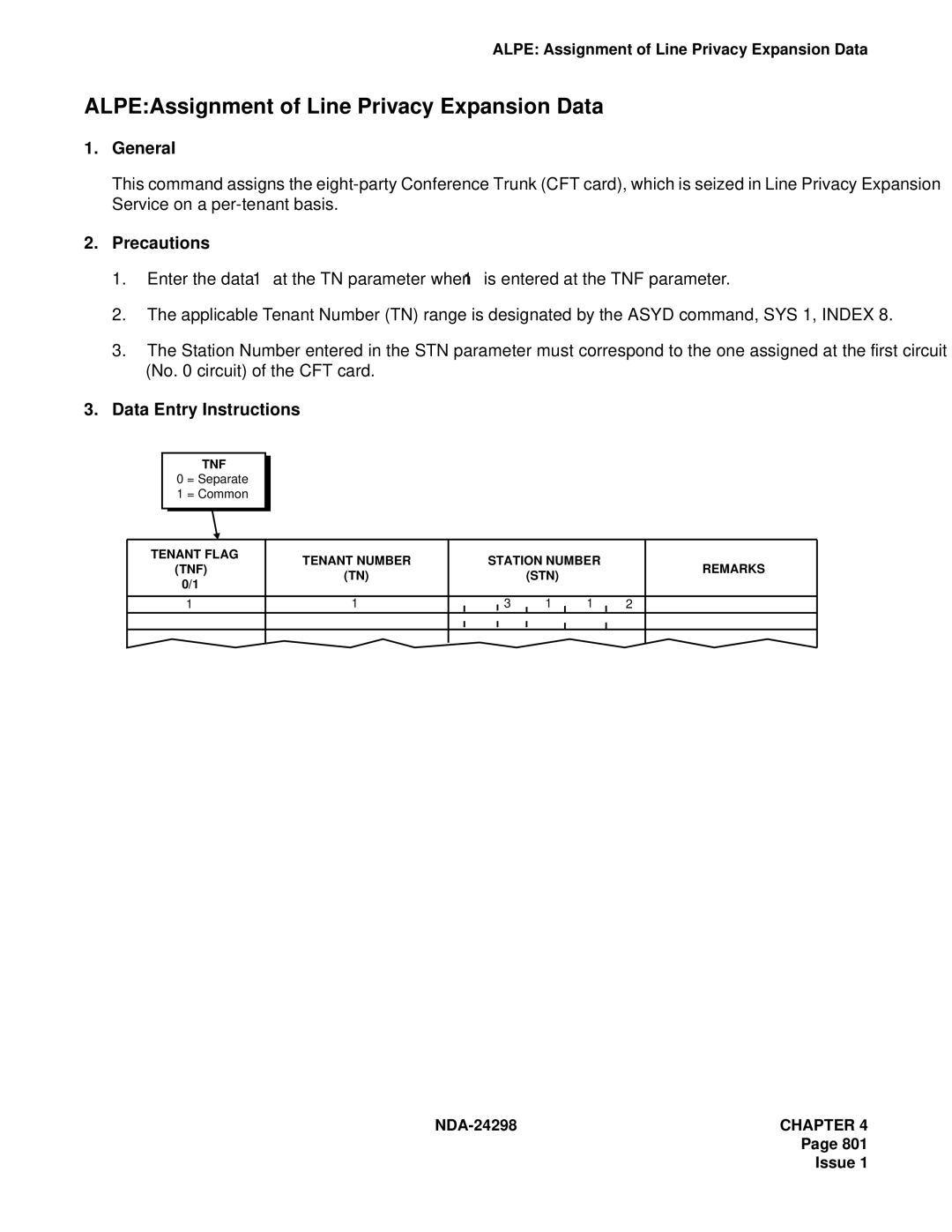 NEC NDA-24298 manual ALPEAssignment of Line Privacy Expansion Data, Alpe Assignment of Line Privacy Expansion Data 