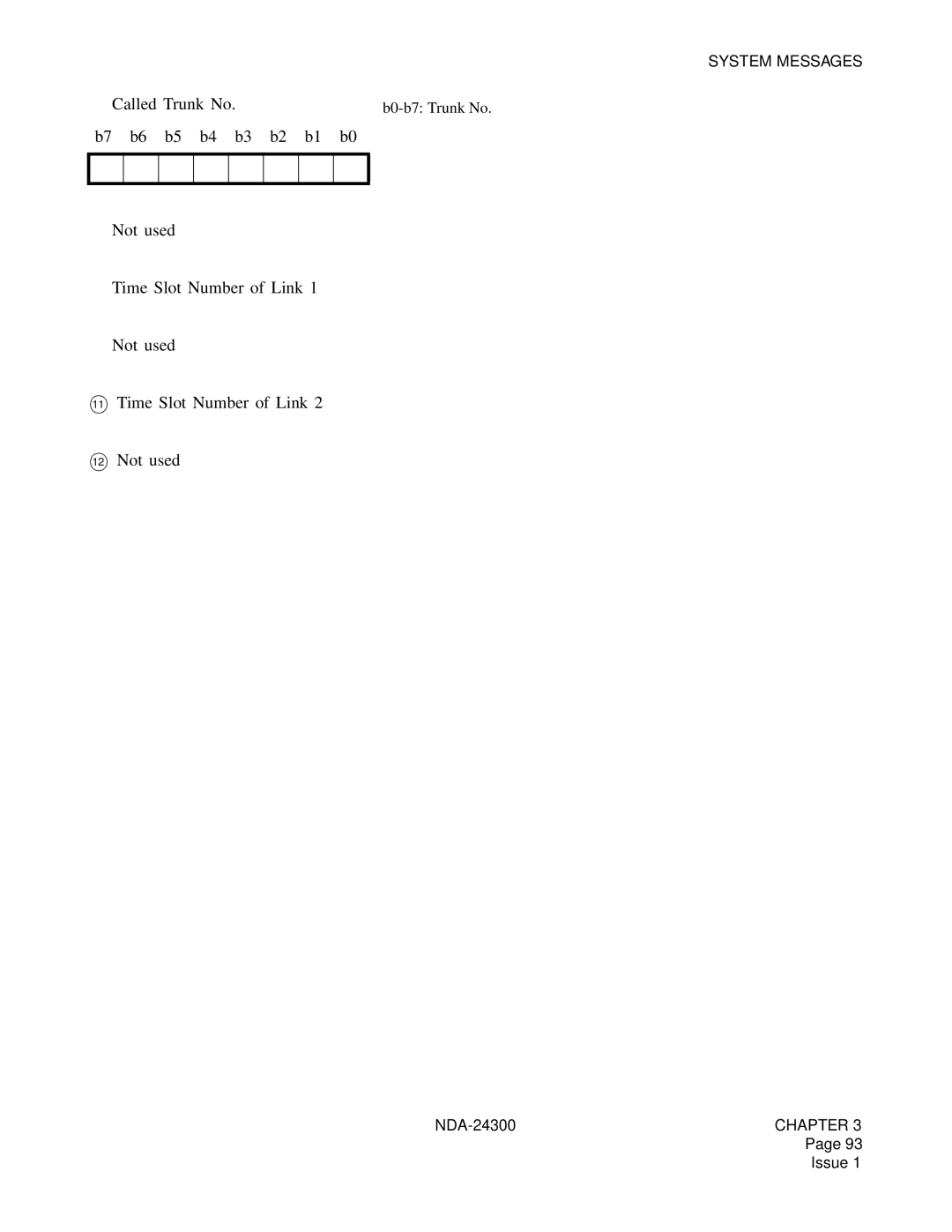 NEC NDA-24300 manual ➆ Called Trunk No, ➇ Not used ➈ Time Slot Number of Link ➉ Not used 