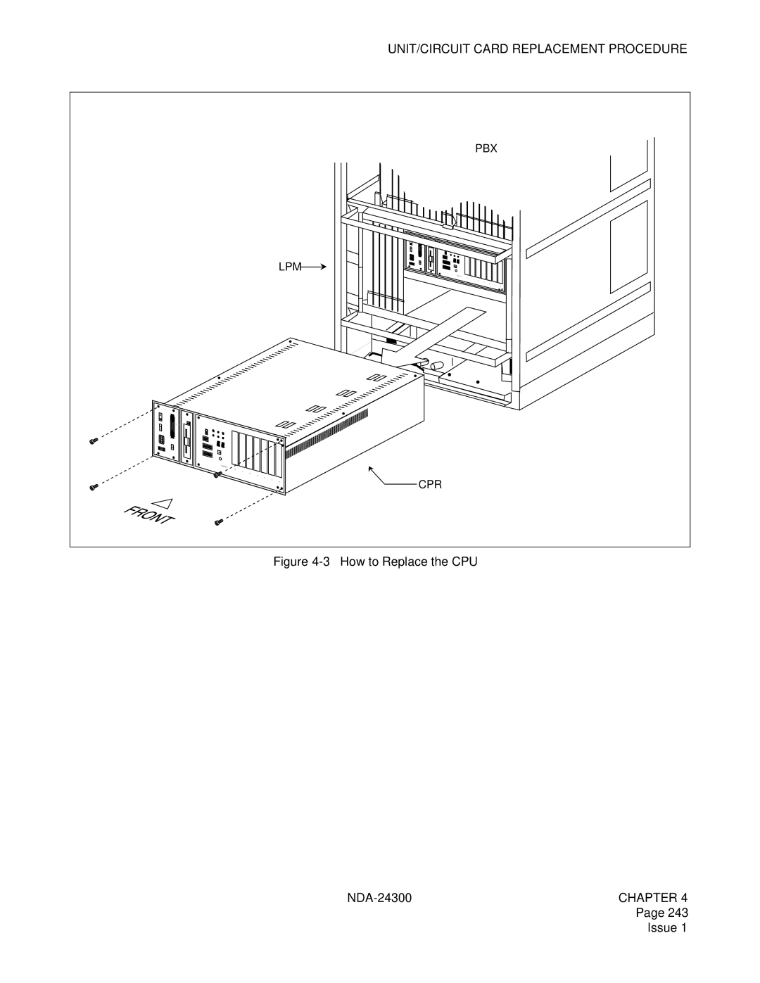 NEC NDA-24300 manual How to Replace the CPU 