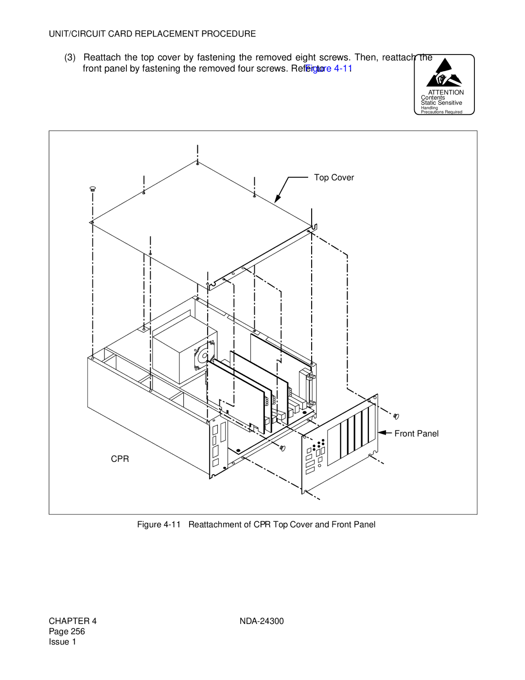 NEC NDA-24300 manual Reattachment of CPR Top Cover and Front Panel 