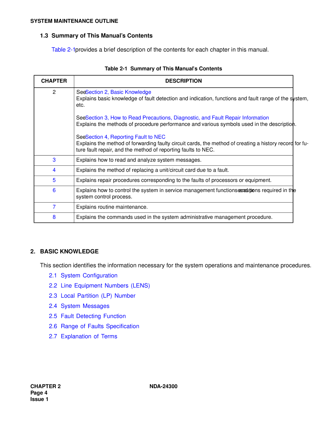 NEC NDA-24300 manual Summary of This Manual’s Contents, Basic Knowledge 