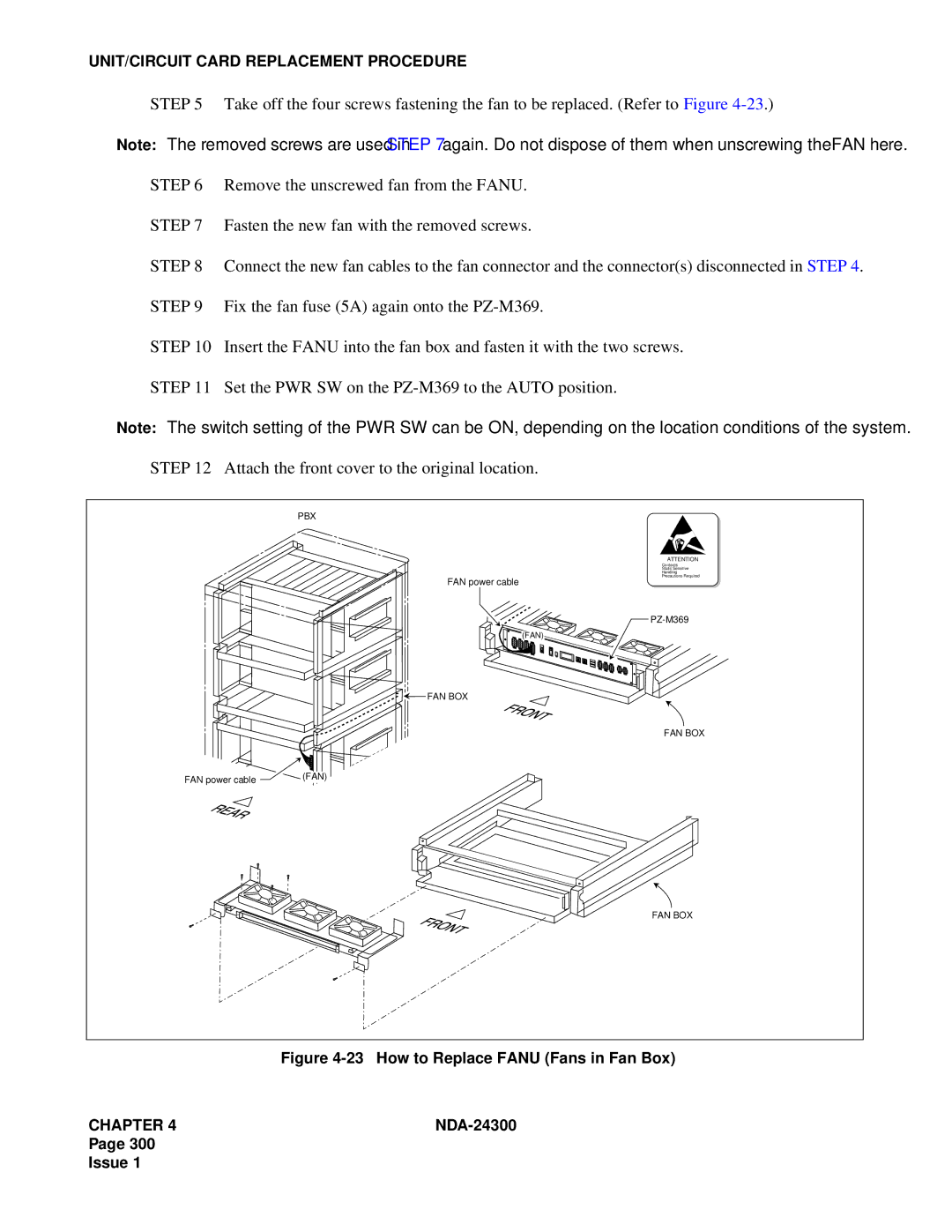 NEC NDA-24300 manual How to Replace Fanu Fans in Fan Box 