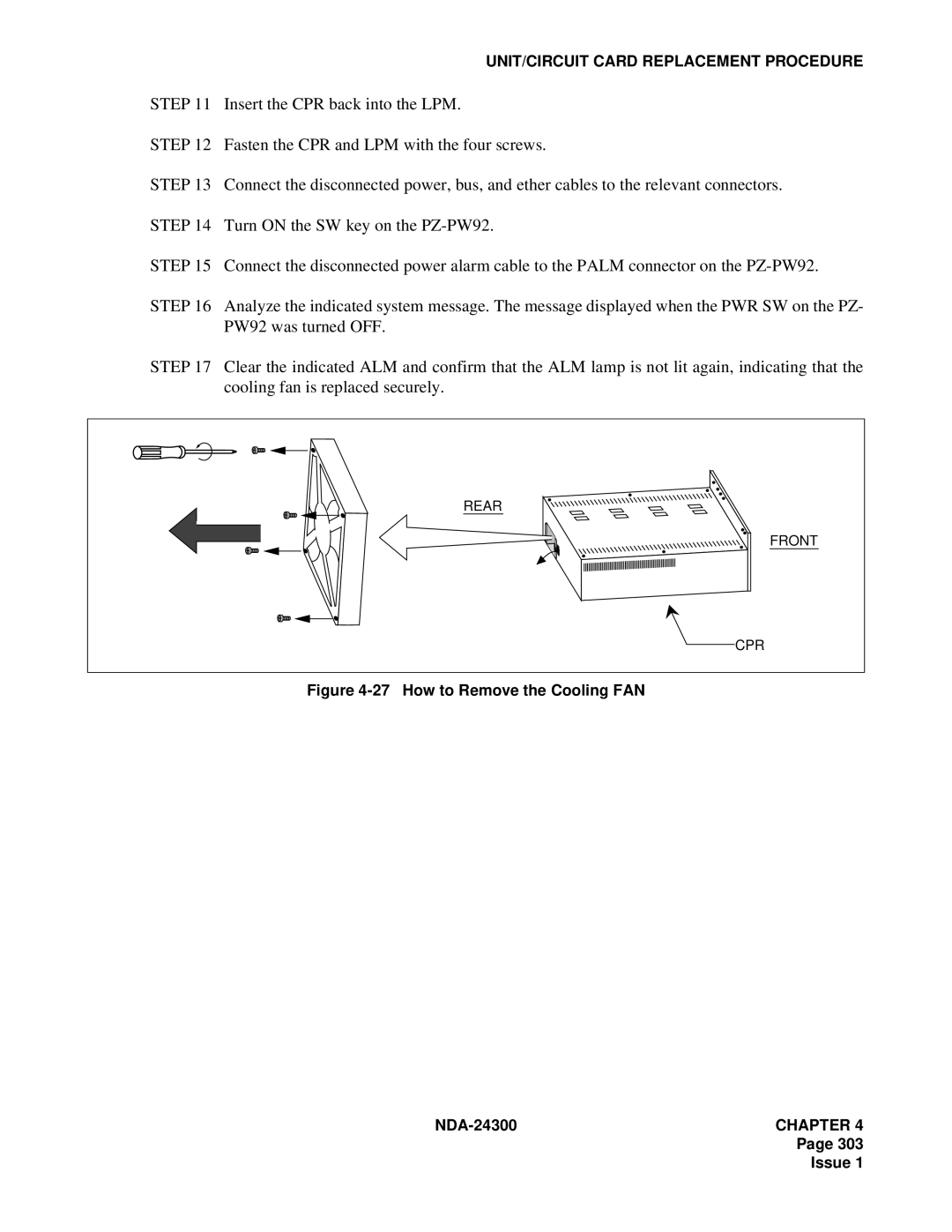 NEC NDA-24300 manual How to Remove the Cooling FAN 