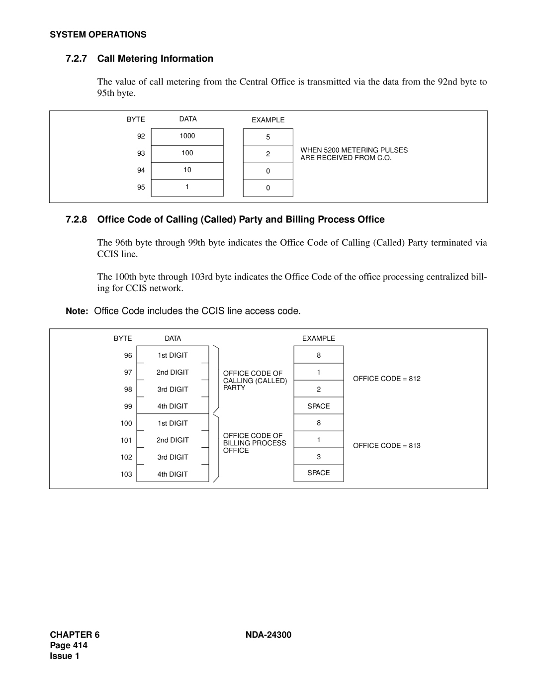 NEC NDA-24300 manual Call Metering Information 