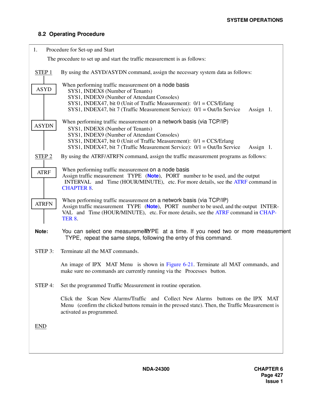 NEC NDA-24300 manual Operating Procedure, Step Asyd Asydn Atrf, Atrfn 