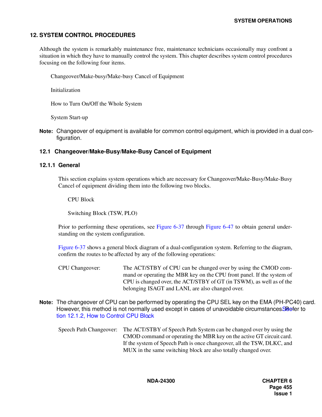 NEC NDA-24300 manual System Control Procedures, Belonging Isagt and LANI, are also changed over 