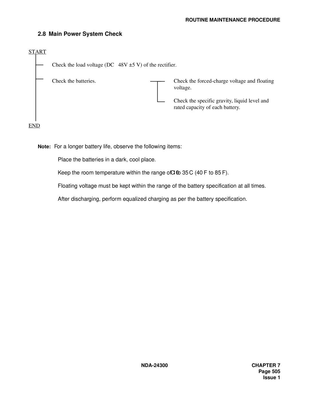 NEC NDA-24300 manual Main Power System Check 