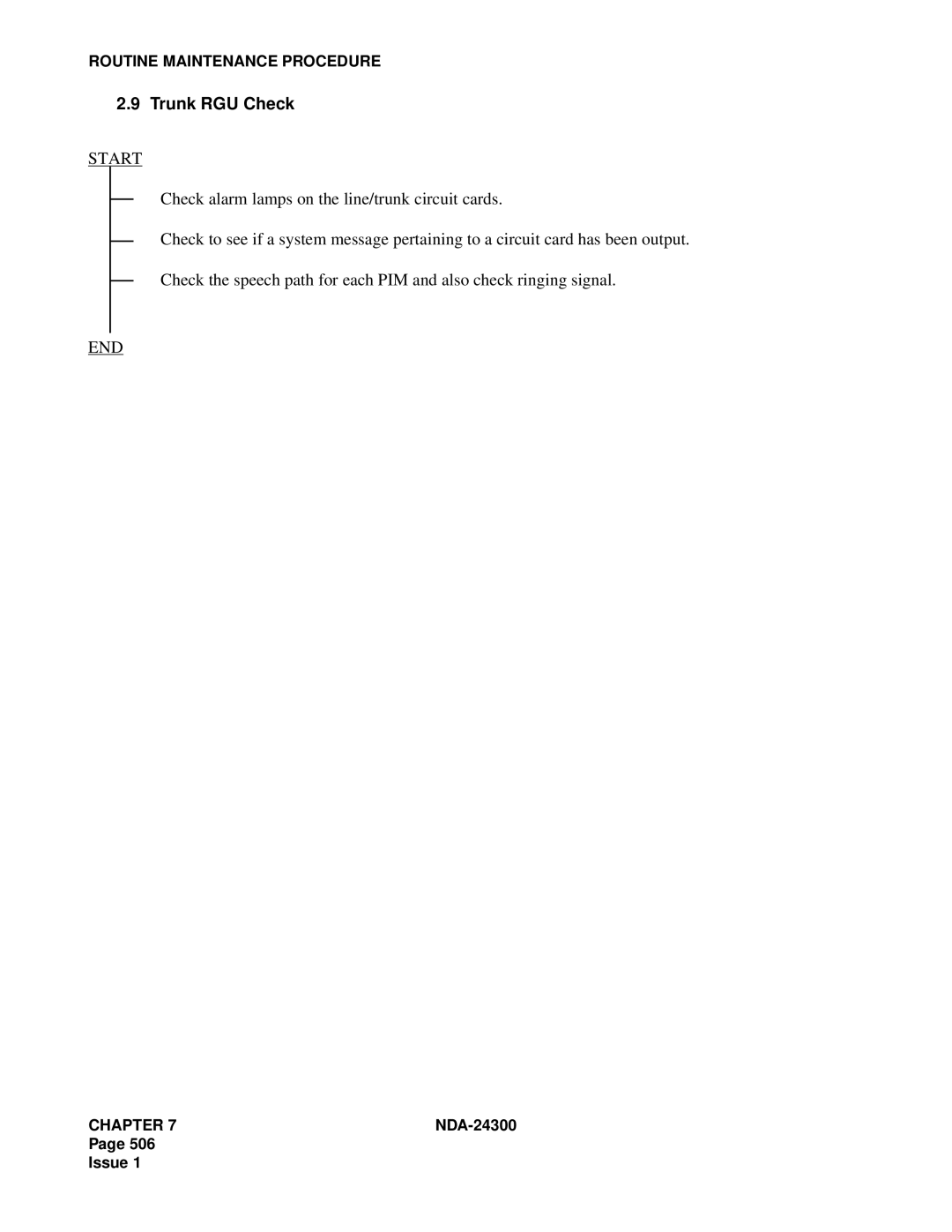 NEC NDA-24300 manual Trunk RGU Check 