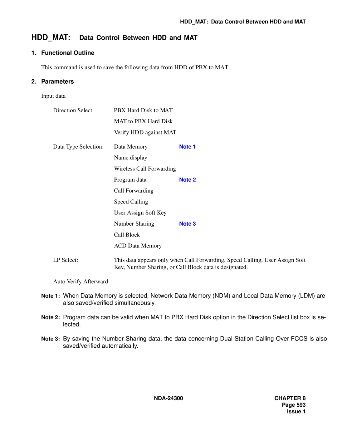 NEC NDA-24300 manual Hddmat Data Control Between HDD and MAT 