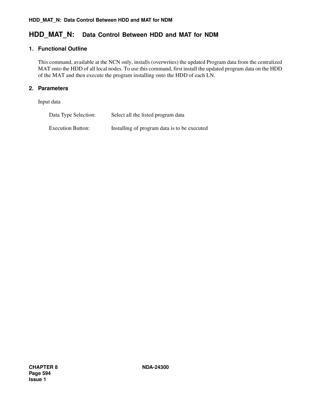 NEC NDA-24300 manual Hddmatn Data Control Between HDD and MAT for NDM 