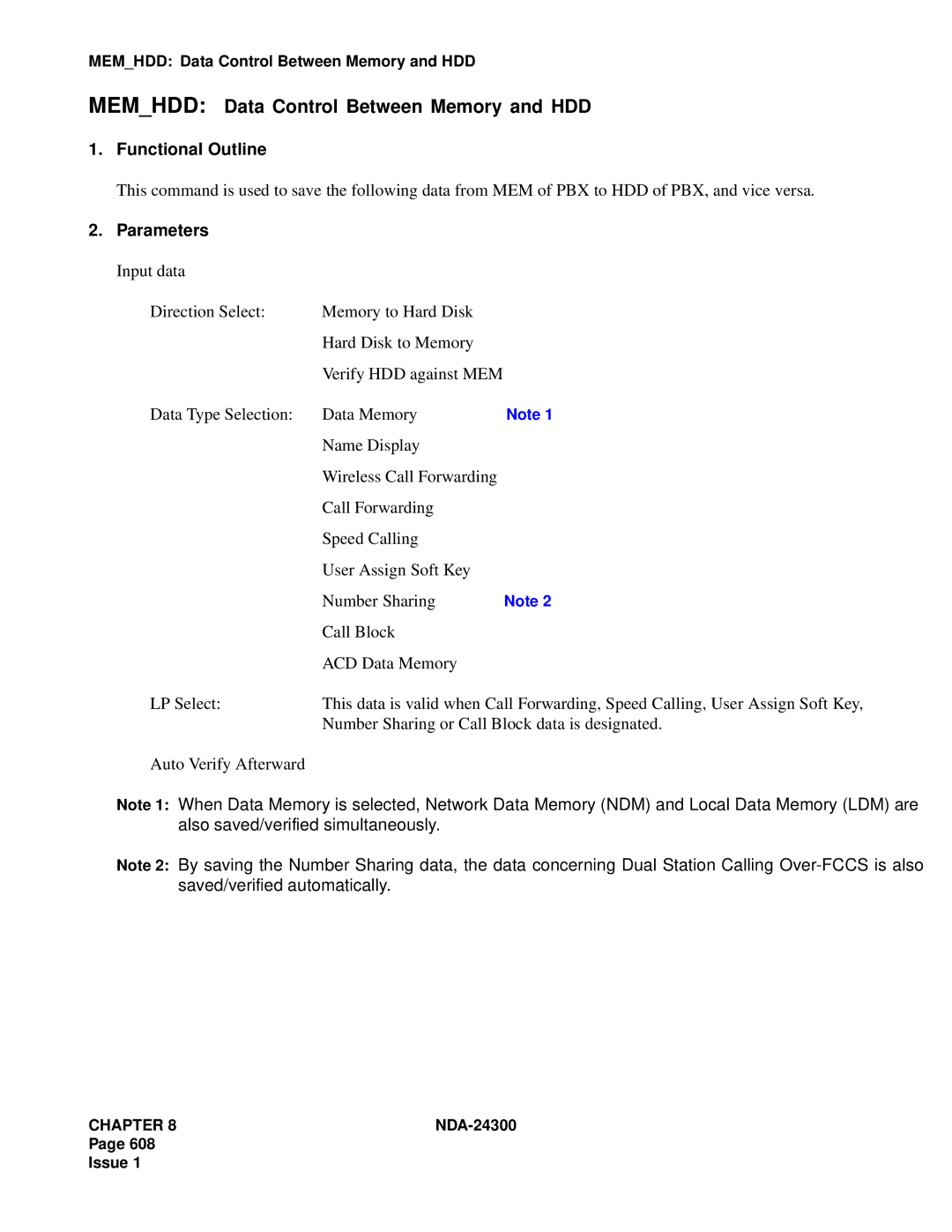 NEC NDA-24300 manual Memhdd Data Control Between Memory and HDD 