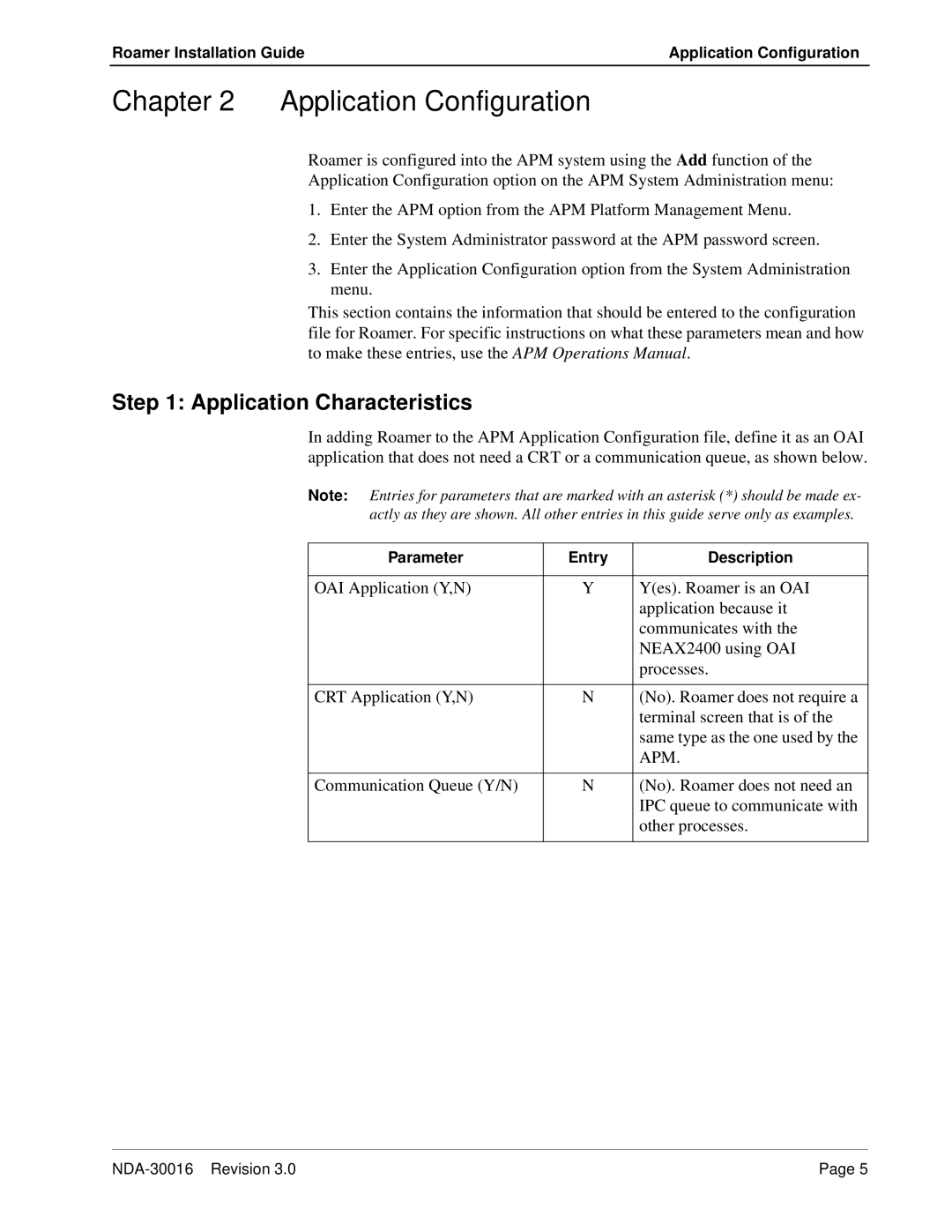 NEC NDA-30016-003 manual Application Configuration, Application Characteristics 