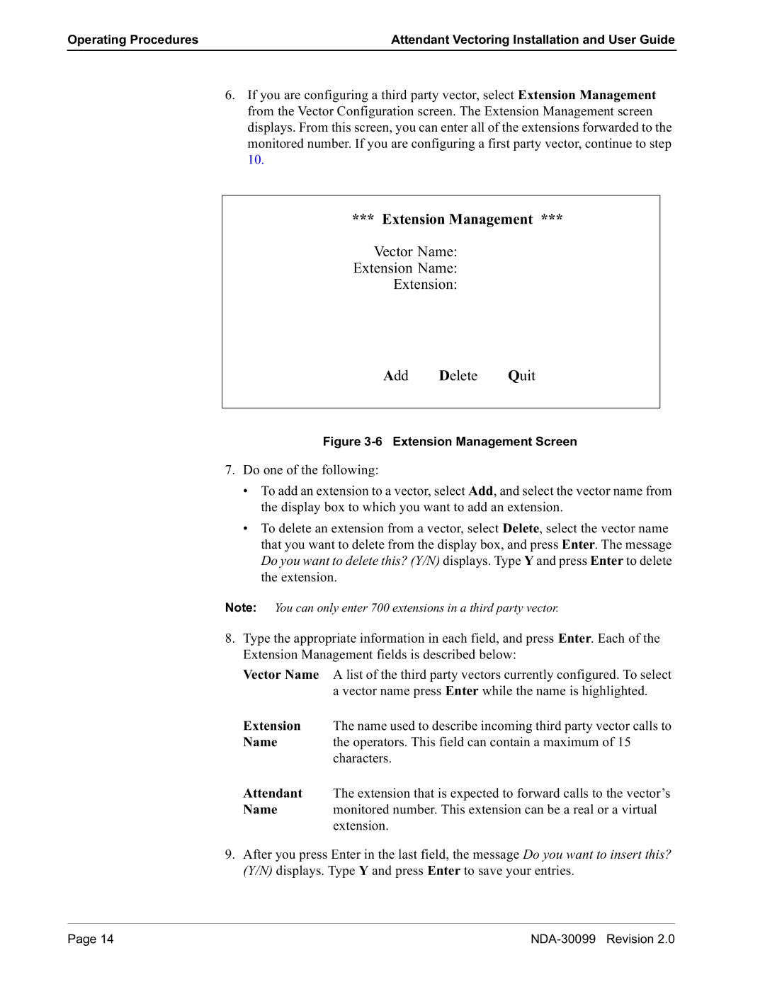 NEC NDA-30099-002 manual Fkdudfwhuv, LJXUHWHQVLRQ0DQDJHPHQW6FUHHQ, 1DPH WKHRSHUDWRUV7KLVILHOGFDQFRQWDLQDPDLPXPRI 