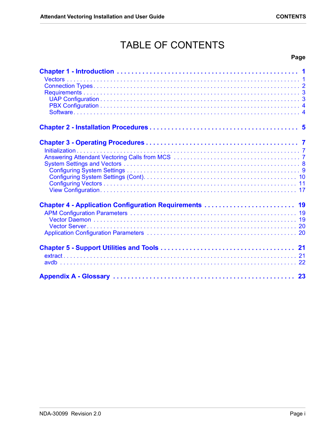 NEC NDA-30099-002 manual 3DJH, $WWHQGDQW9HFWRULQJ,QVWDOODWLRQDQG8VHU*XLGH 