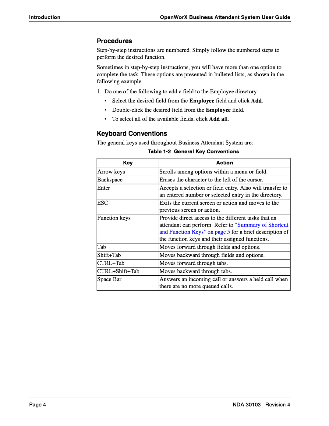 NEC NDA-30103-004 manual Procedures, Keyboard Conventions 