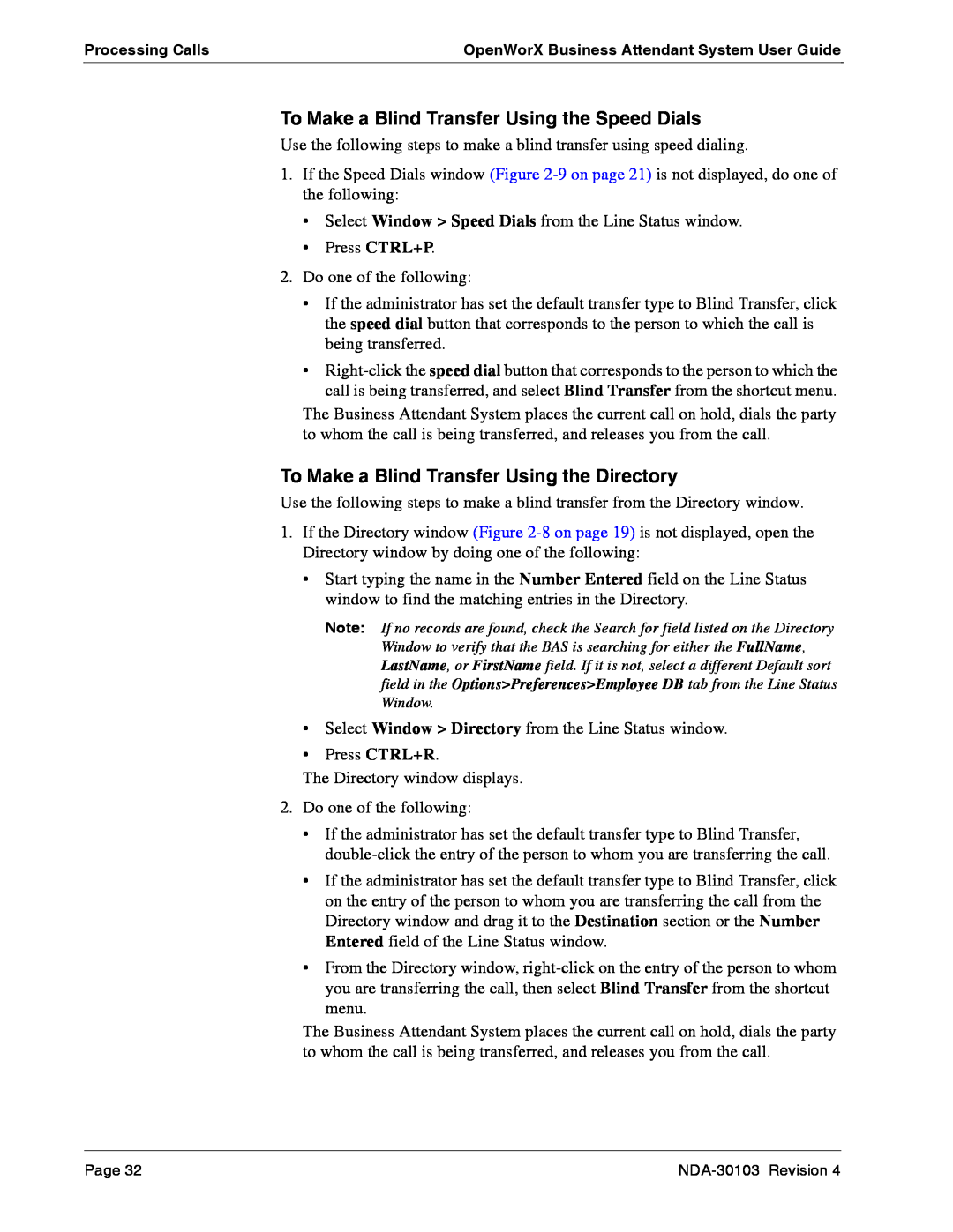 NEC NDA-30103-004 manual To Make a Blind Transfer Using the Speed Dials, To Make a Blind Transfer Using the Directory 