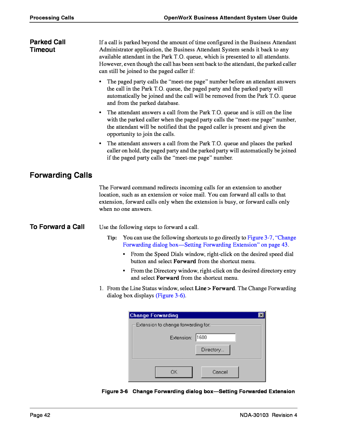 NEC NDA-30103-004 manual Forwarding Calls, Timeout, Parked Call 
